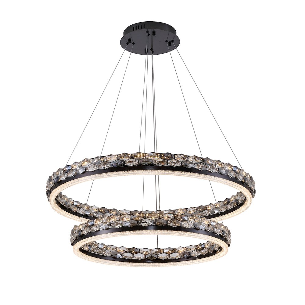 2-Light Stain Black LED Pendant With Crystal Accents