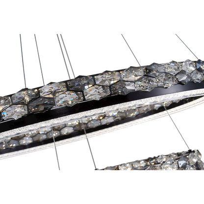 2-Light Stain Black LED Pendant With Crystal Accents