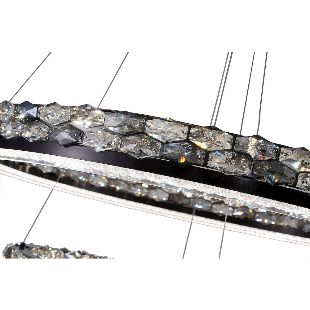 2-Light Stain Black LED Pendant With Crystal Accents