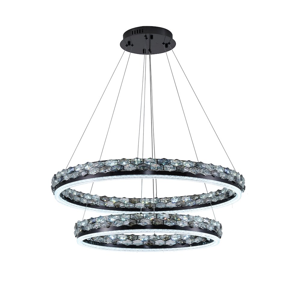 2-Light Stain Black LED Pendant With Crystal Accents
