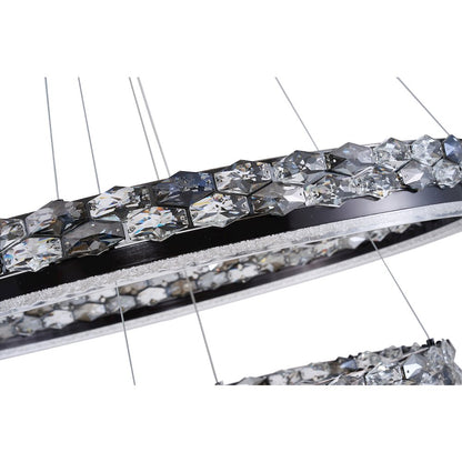 2-Light Stain Black LED Pendant With Crystal Accents