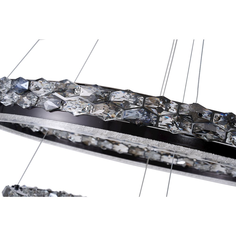 2-Light Stain Black LED Pendant With Crystal Accents