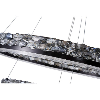 2-Light Stain Black LED Pendant With Crystal Accents