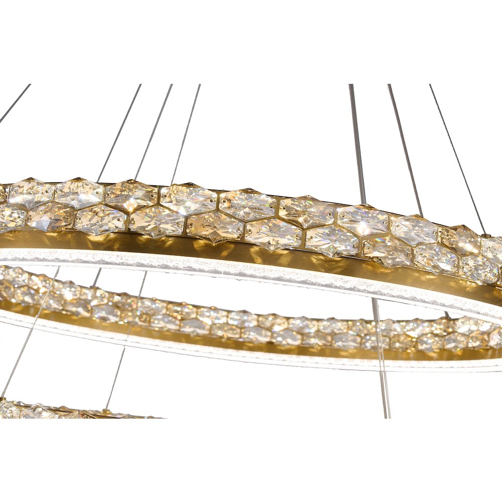 2-Light Brass LED Pendant With Crystal Accents