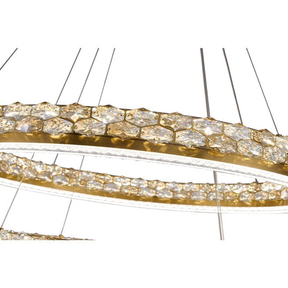 2-Light Brass LED Pendant With Crystal Accents