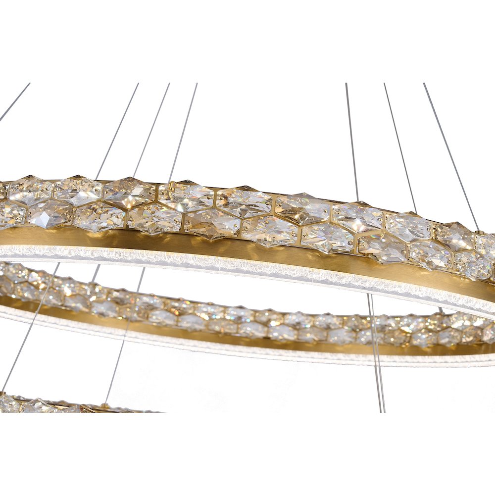 2-Light Brass LED Pendant With Crystal Accents