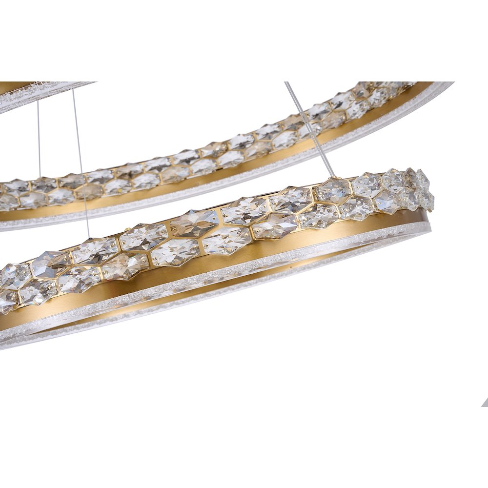 2-Light Brass LED Pendant With Crystal Accents