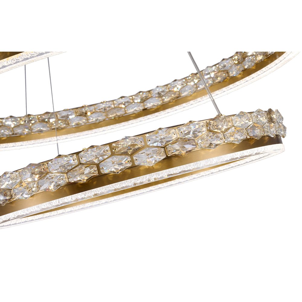 2-Light Brass LED Pendant With Crystal Accents