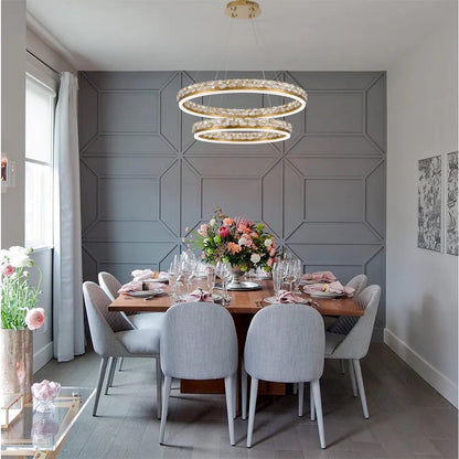 2-Light Brass LED Pendant With Crystal Accents
