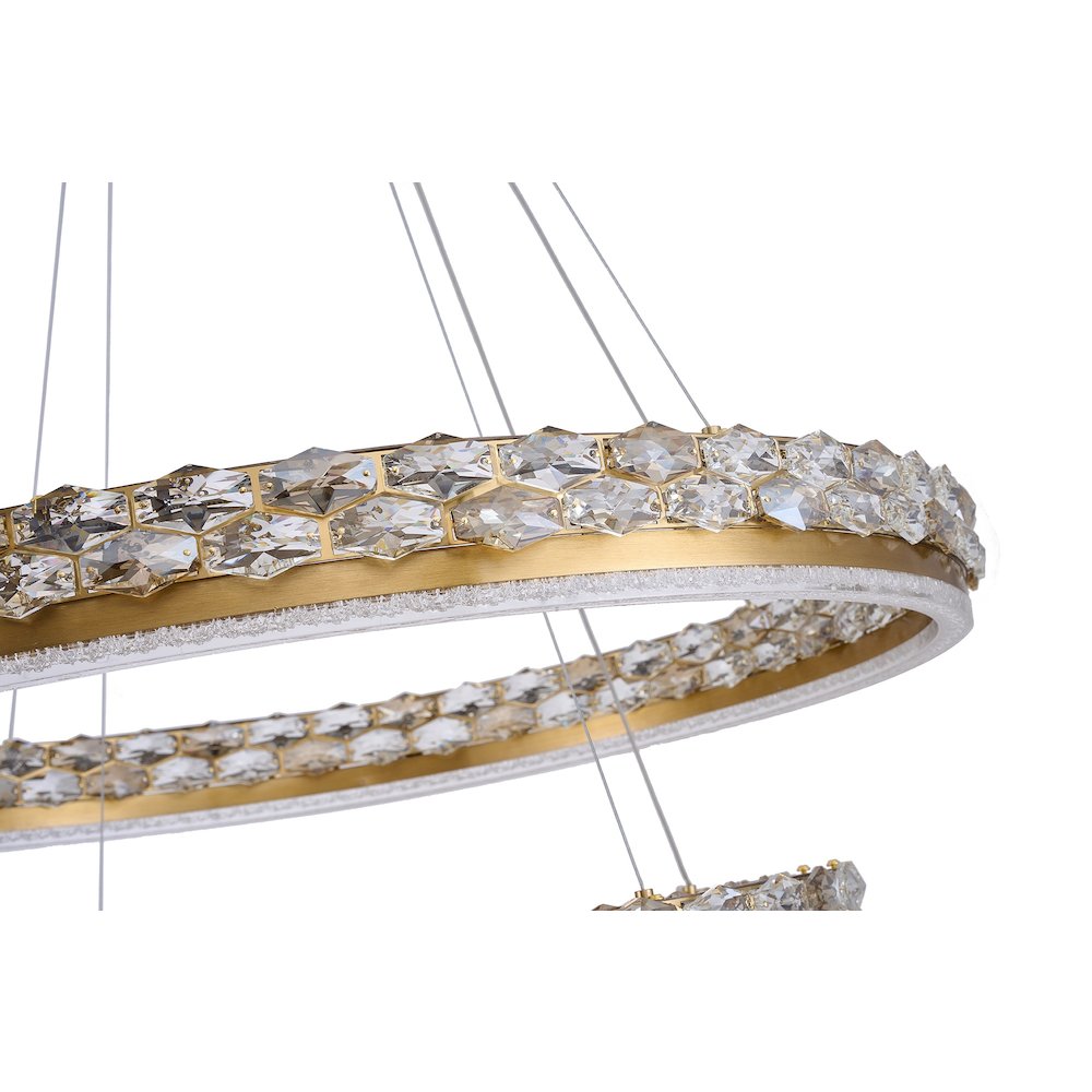 2-Light Brass LED Pendant With Crystal Accents