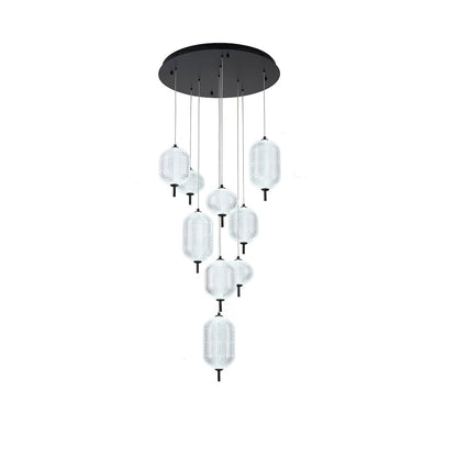 9-Light Satin Black LED Chandelier With PC Shades
