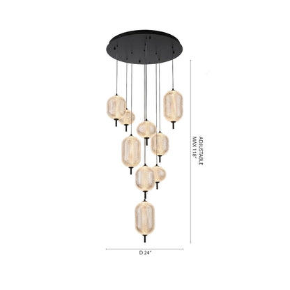 9-Light Satin Black LED Chandelier With PC Shades
