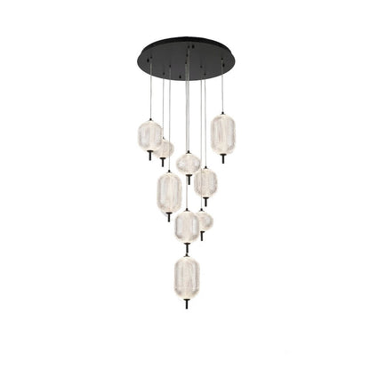 9-Light Satin Black LED Chandelier With PC Shades