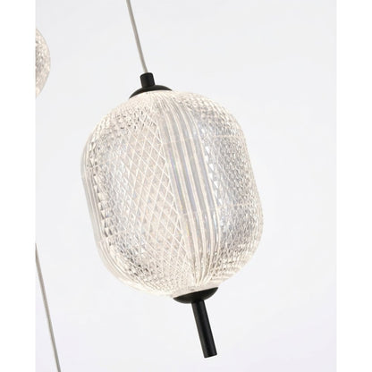 9-Light Satin Black LED Chandelier With PC Shades
