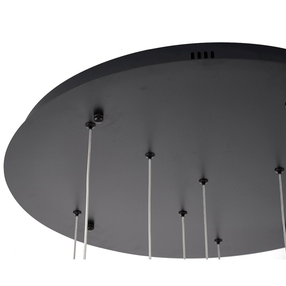 9-Light Satin Black LED Chandelier With PC Shades