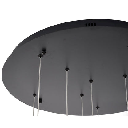 9-Light Satin Black LED Chandelier With PC Shades