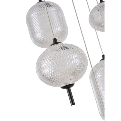 9-Light Satin Black LED Chandelier With PC Shades