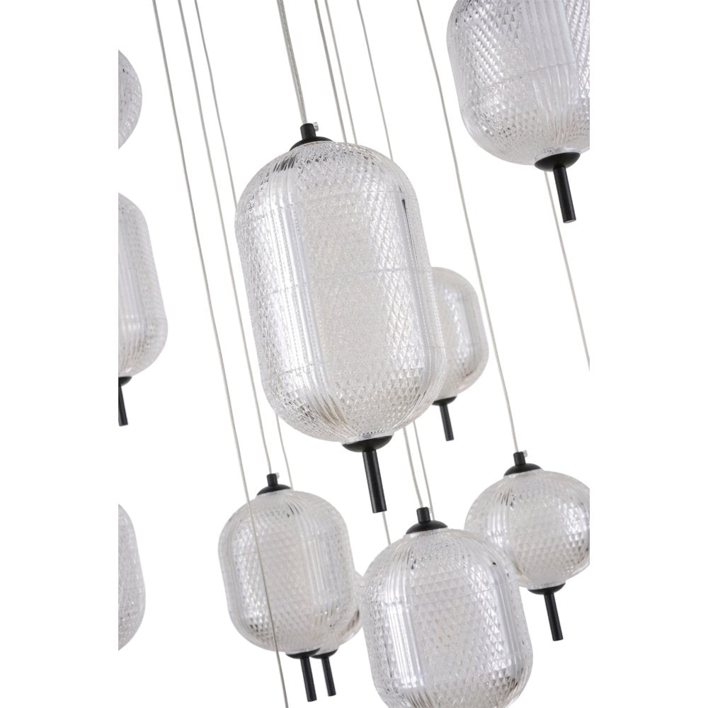 15-Light Satin Black LED Chandelier With PC Shades
