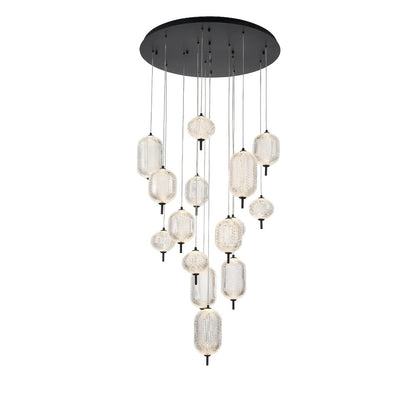 15-Light Satin Black LED Chandelier With PC Shades