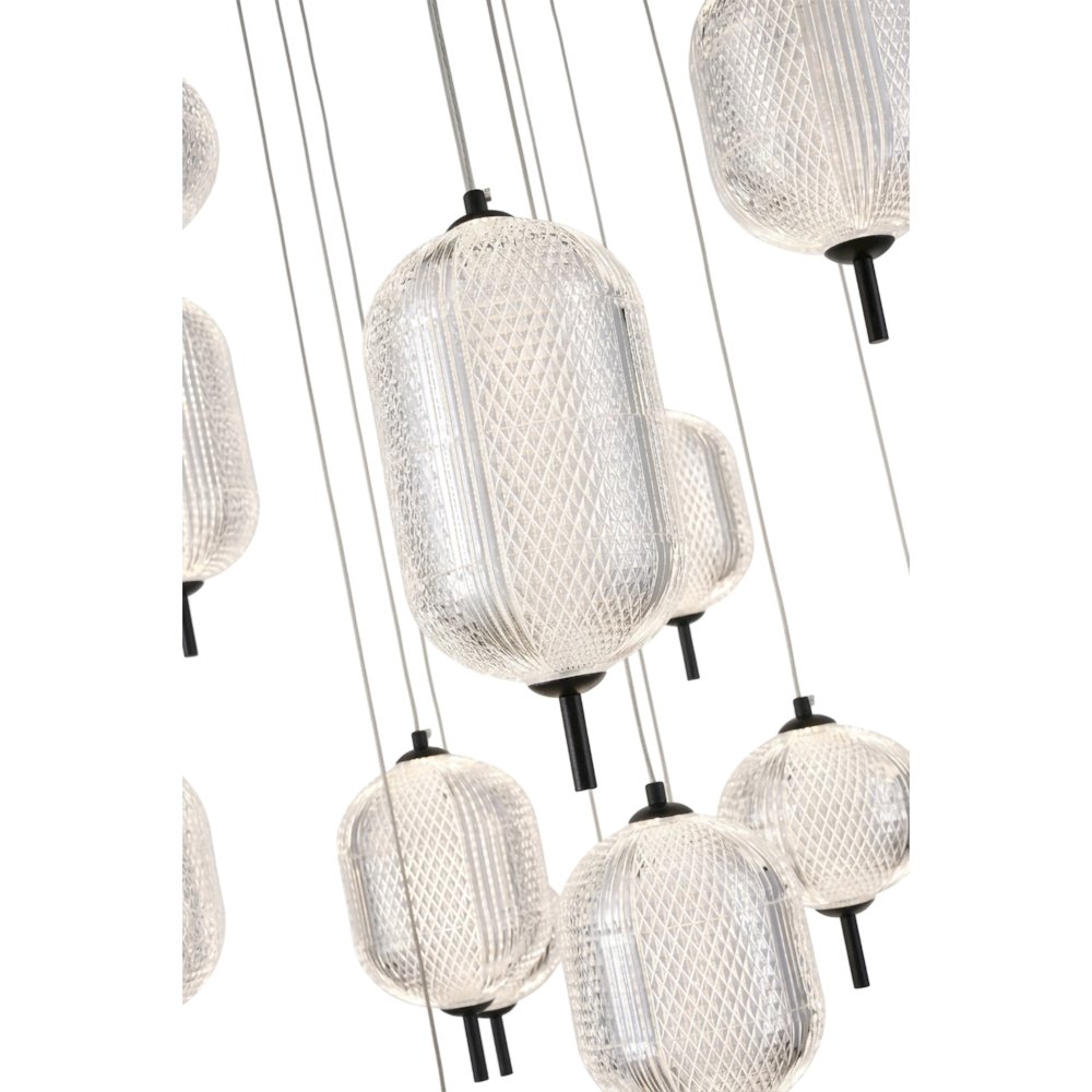 15-Light Satin Black LED Chandelier With PC Shades