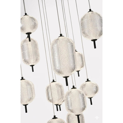 15-Light Satin Black LED Chandelier With PC Shades