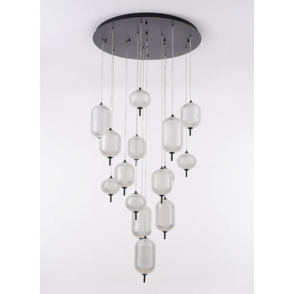 15-Light Satin Black LED Chandelier With PC Shades