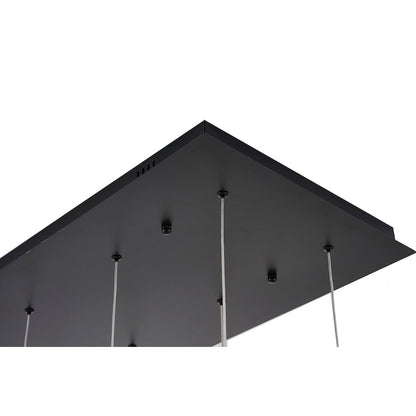 12-Light Satin Black LED Chandelier With PC Shades