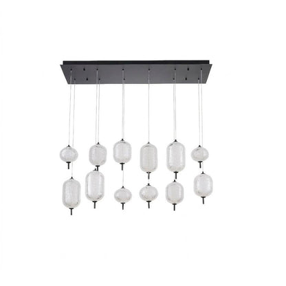 12-Light Satin Black LED Chandelier With PC Shades