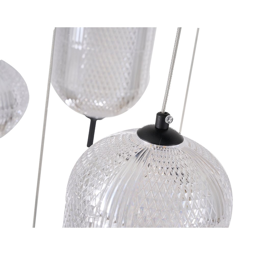 12-Light Satin Black LED Chandelier With PC Shades
