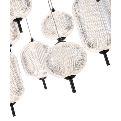 12-Light Satin Black LED Chandelier With PC Shades