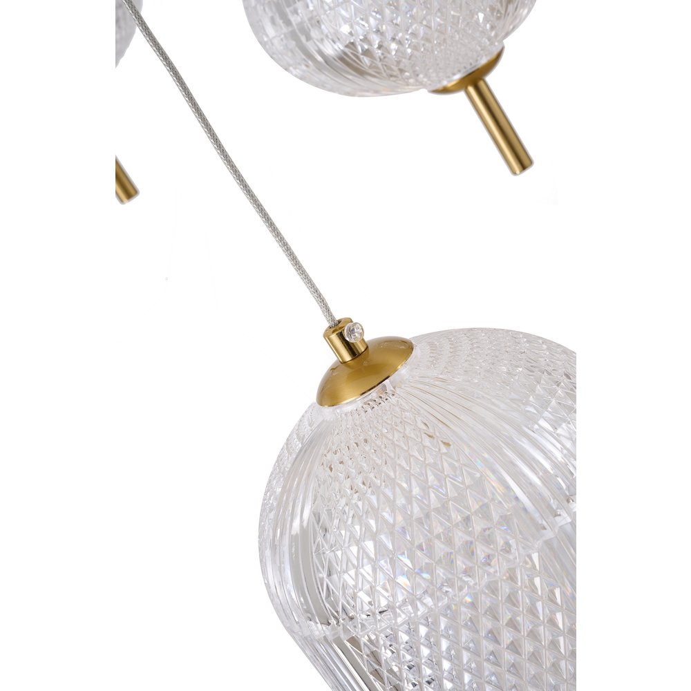 12-Light Satin Brass LED Chandelier With PC Shades