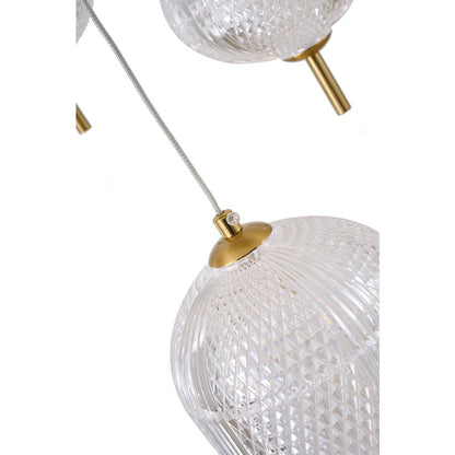 12-Light Satin Brass LED Chandelier With PC Shades