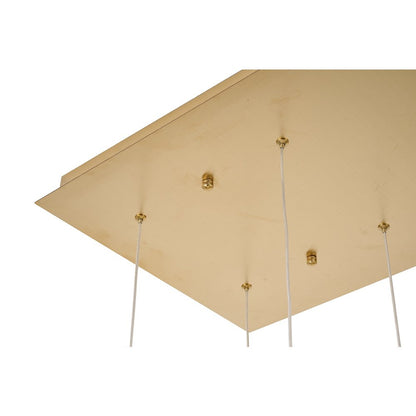 12-Light Satin Brass LED Chandelier With PC Shades