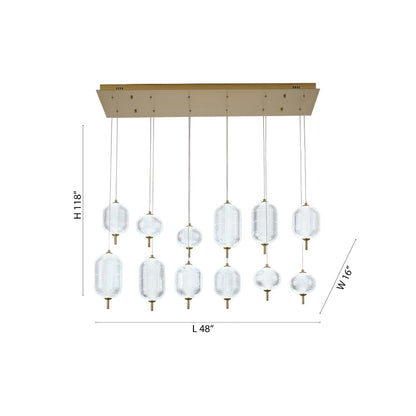 12-Light Satin Brass LED Chandelier With PC Shades