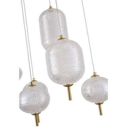 12-Light Satin Brass LED Chandelier With PC Shades