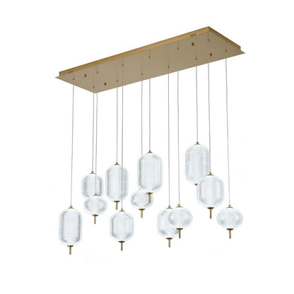 12-Light Satin Brass LED Chandelier With PC Shades
