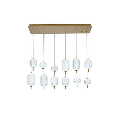 12-Light Satin Brass LED Chandelier With PC Shades