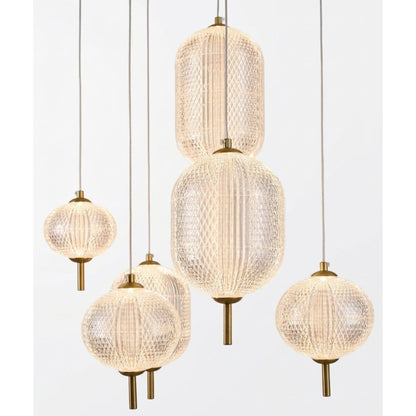 12-Light Satin Brass LED Chandelier With PC Shades