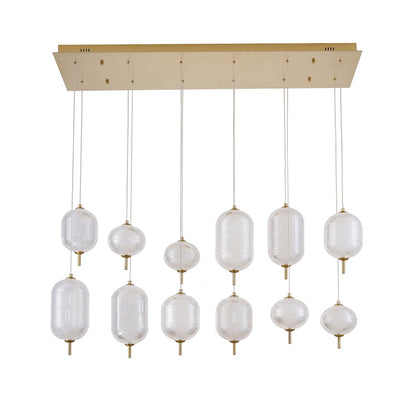 12-Light Satin Brass LED Chandelier With PC Shades
