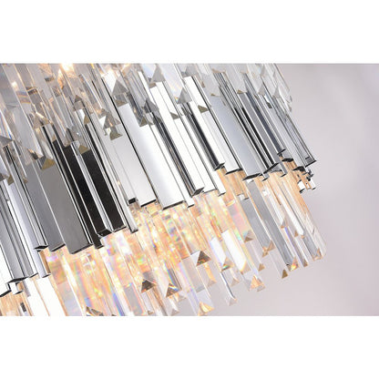 12-Light Chrome Stainless Steel Chandelier With Clear Crystal Accents