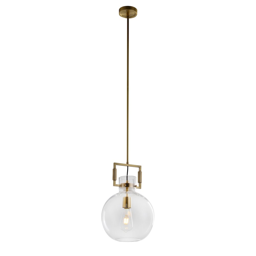 1-Light Brass Single Pendant With A Clear Glass Shade