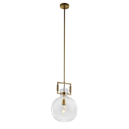 1-Light Brass Single Pendant With A Clear Glass Shade