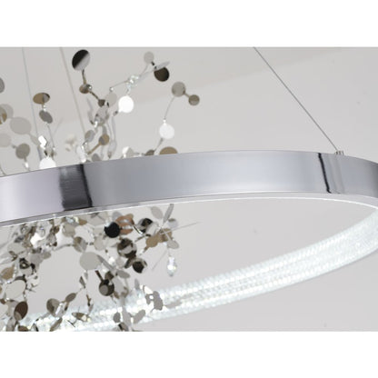 1-Light Chrome LED Chandelier With Chrome Aluminum Confetti Interior