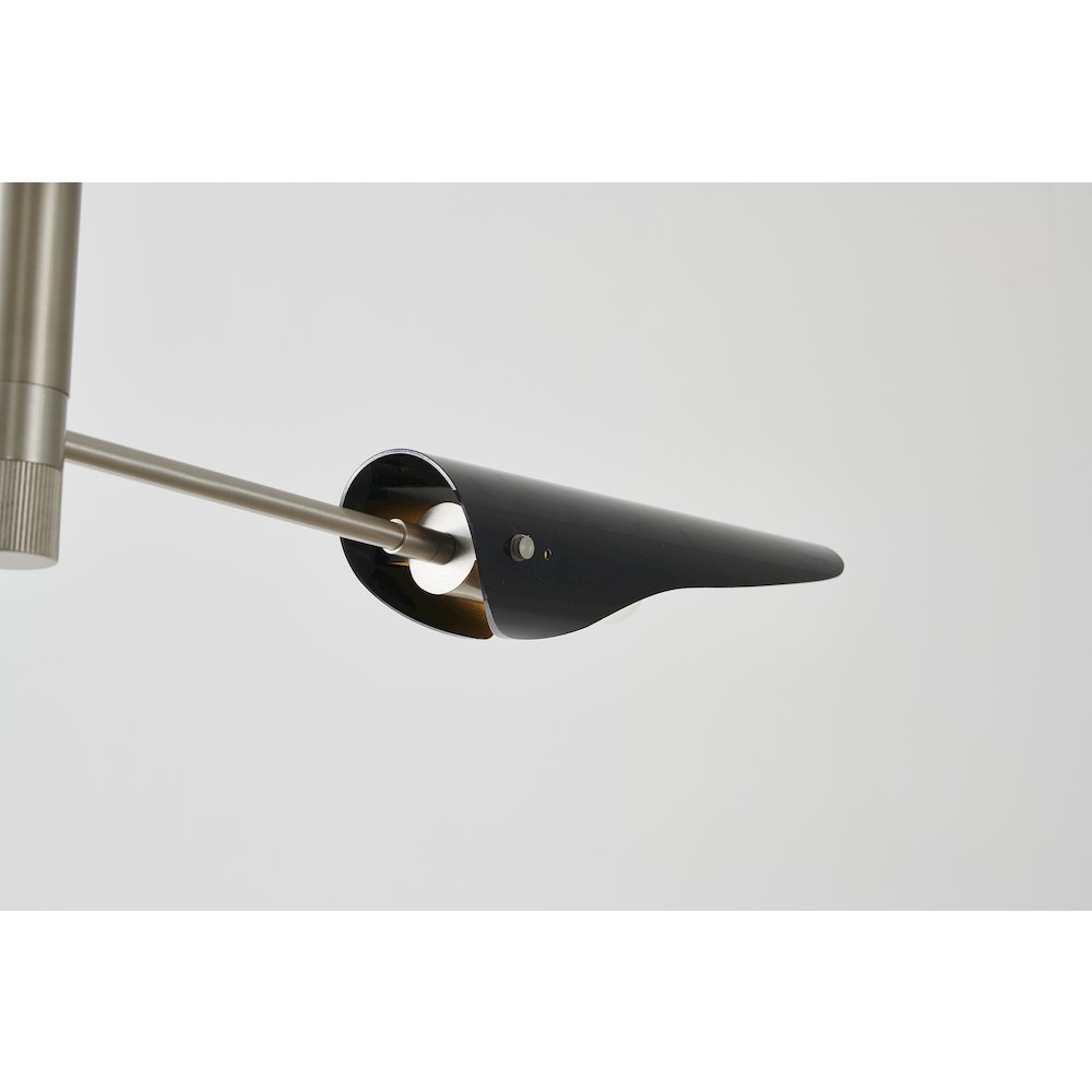 4-Light Shiny Nickel Chandelier With Black Shades