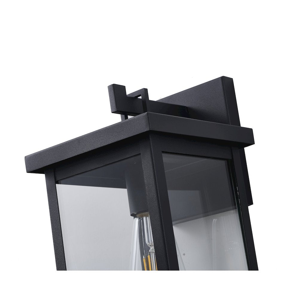 1-Light Matte Black Outdoor Wall Sconce With A Clear Glass Shade