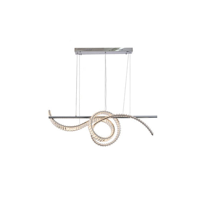 2-Light Dimmable Chrome Steel LED Chandelier With Clear Crystal