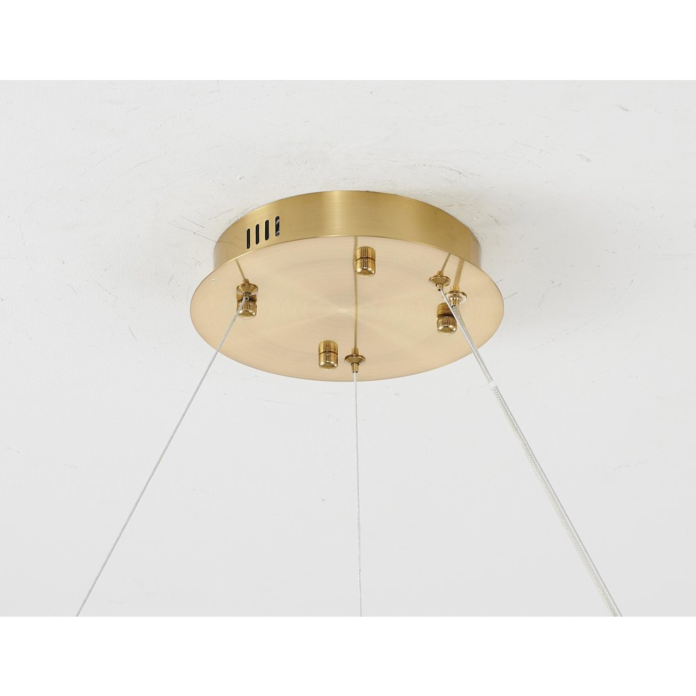 1-Light Gold Steel LED Chandelier With Crystals