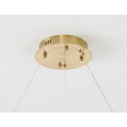 1-Light Gold Steel LED Chandelier With Crystals