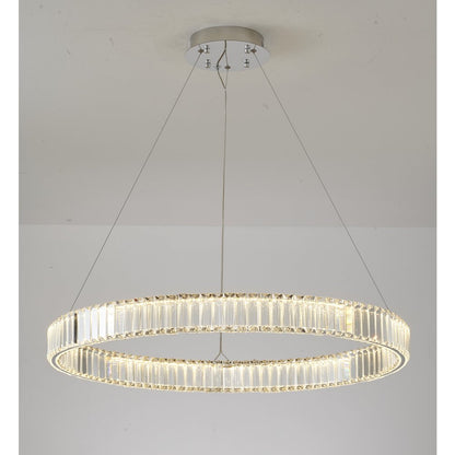 1-Light Chrome Steel LED Chandelier With Crystals