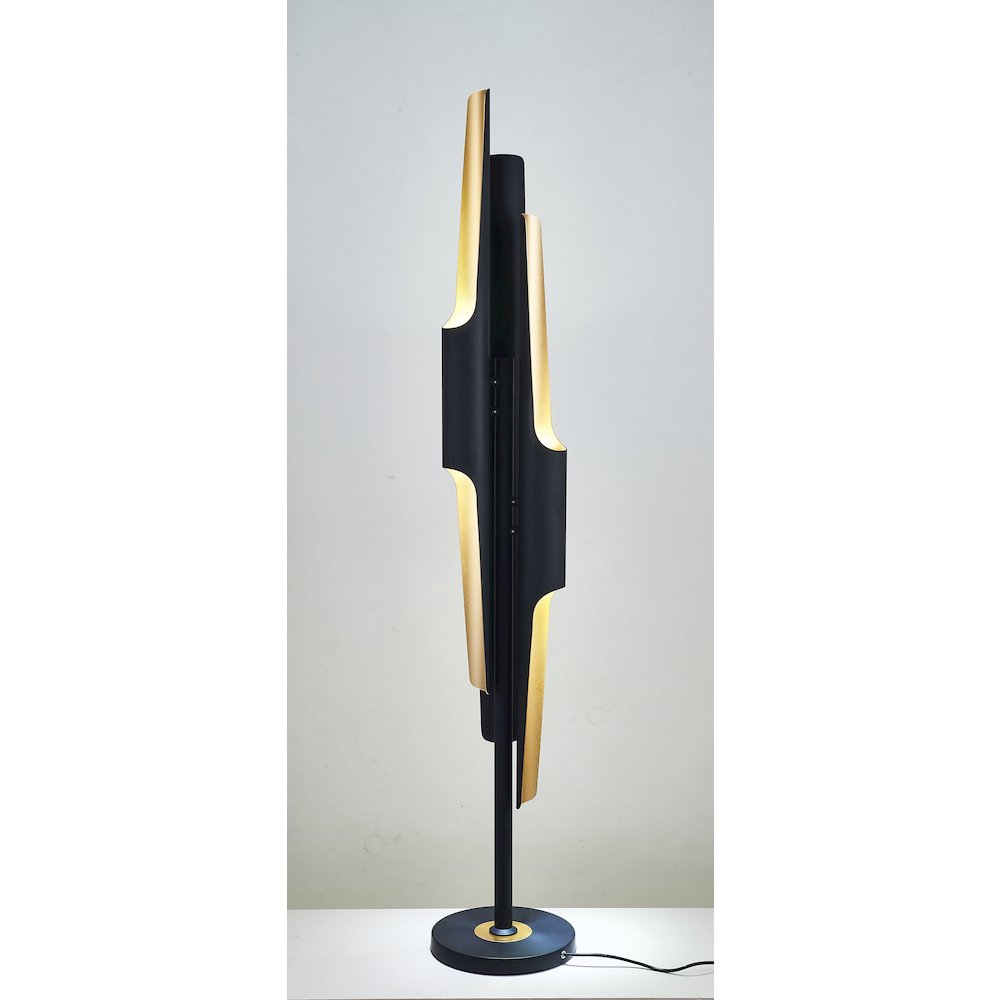 6-Light Matte Black Floor Lamp With Gold Interior